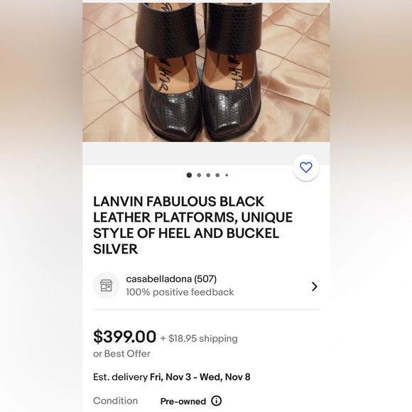 Lanvin RARE Black Snakeskin Maryjane Platform 8.5 womens Heel w/ Gold buckle - Picture 10 of 10